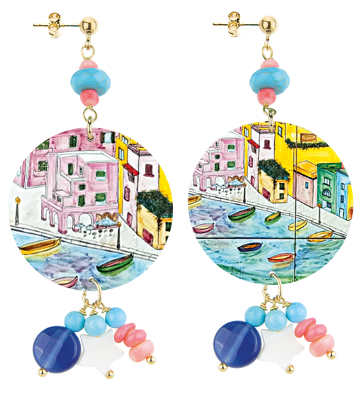 Orecchini Procida Pesaggio Classico Celeste - Lebole Maison